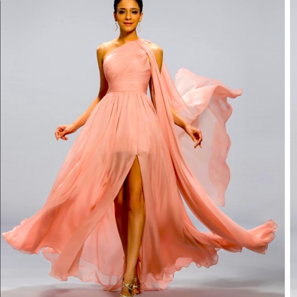 New Classy one shoulder split front evening dress